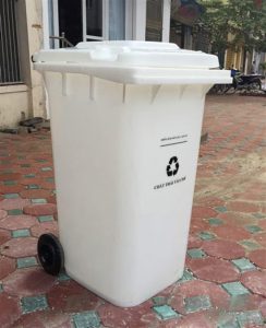 Hình ảnh thùng rác nhựa 240L màu trắng cao cấp