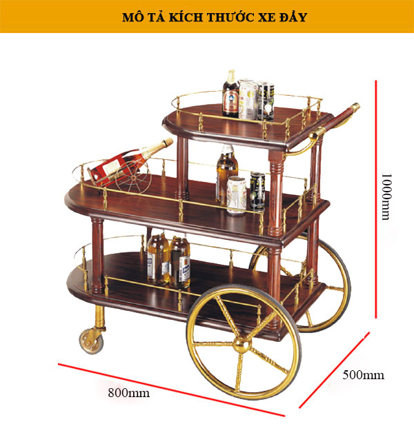 Thông số kích thước xe đẩy phục vụ rượu