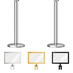 Biển báo ngang inox trắng chụp đầu cột chắn A4