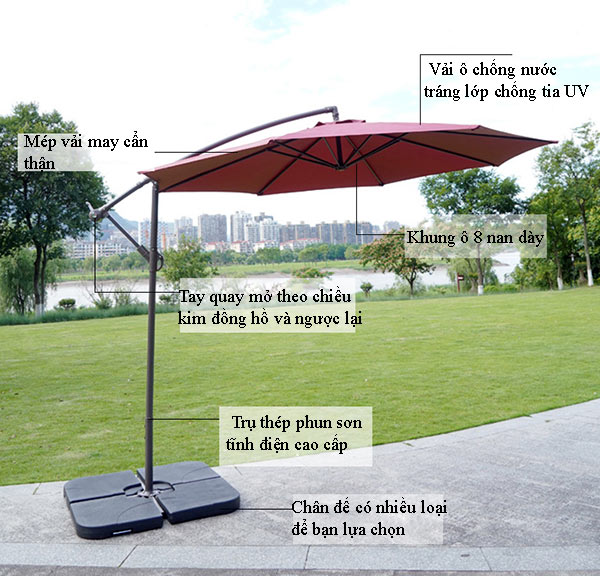 Các bộ phận cấu thành dù che nắng ngoài trời